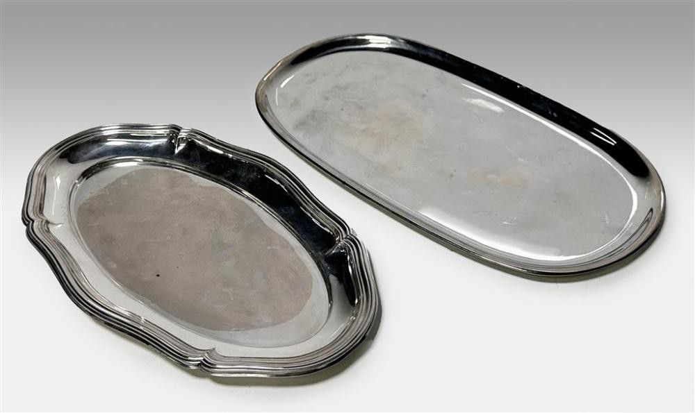 800 German silver trays, 26cm and 23cm, 321g Trays, Salvers and
