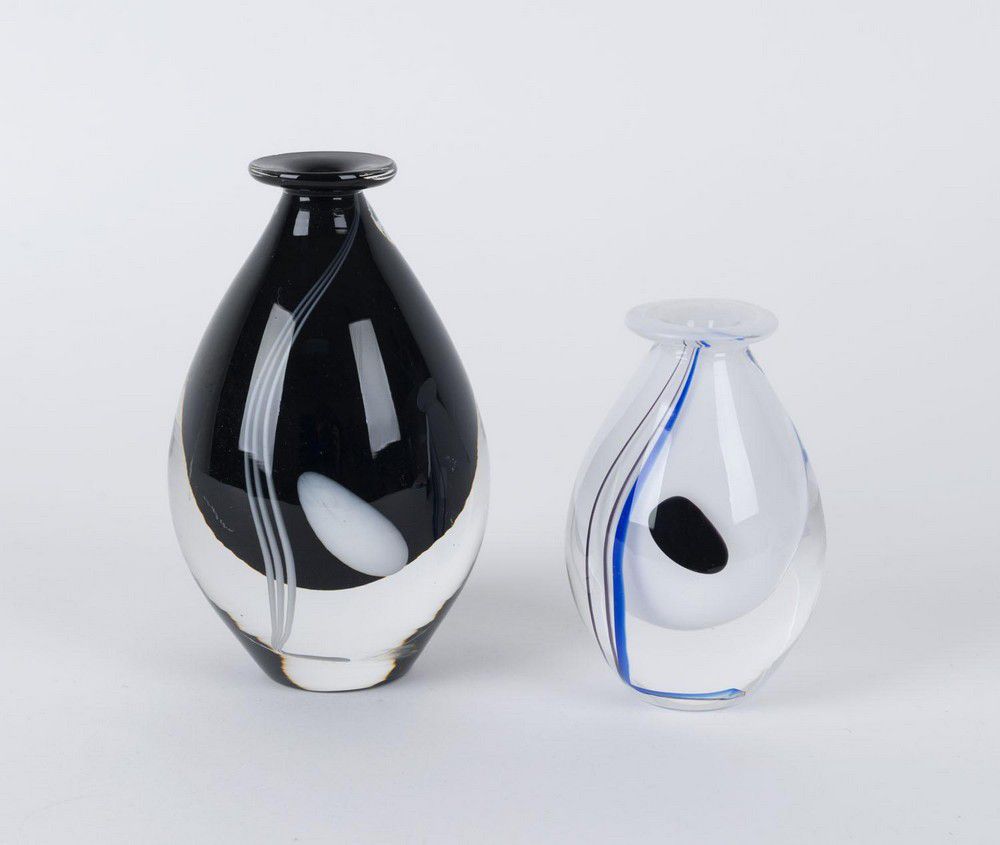 Pair of Kosta Boda Art Glass Vases by Tinback Scandinavian Named