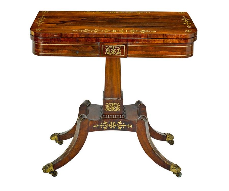 Brassinlaid Rosewood Card Table Tables Card, Games, Dropside