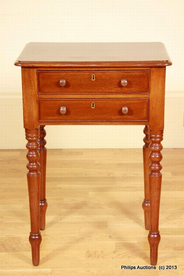 Victorian Mahogany Bedside Table with Two Drawers Bedside