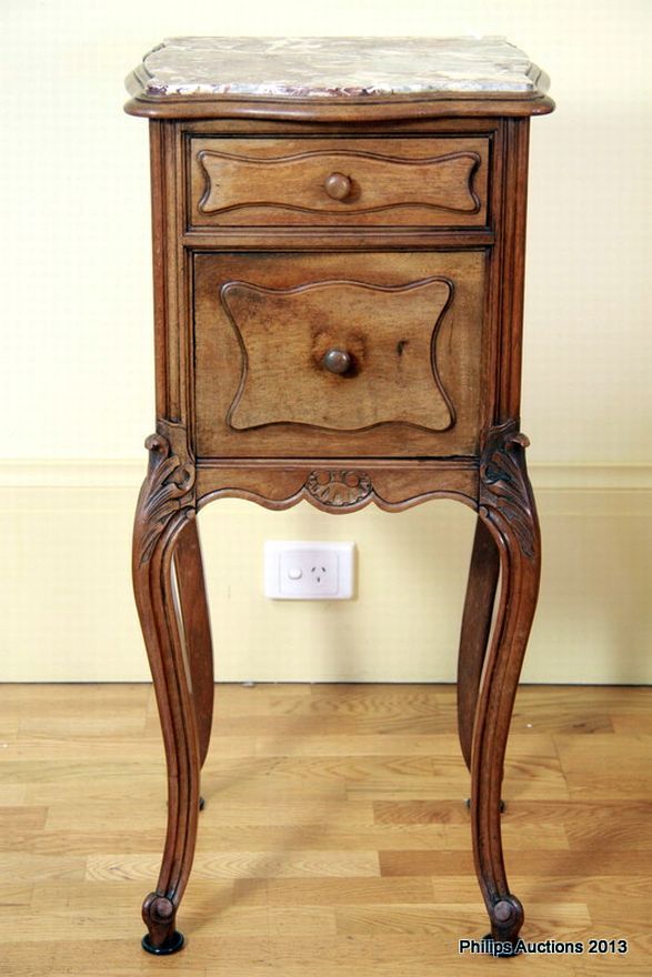 Louis XVstyle MarbleTopped Bedside Table Bedside Furniture