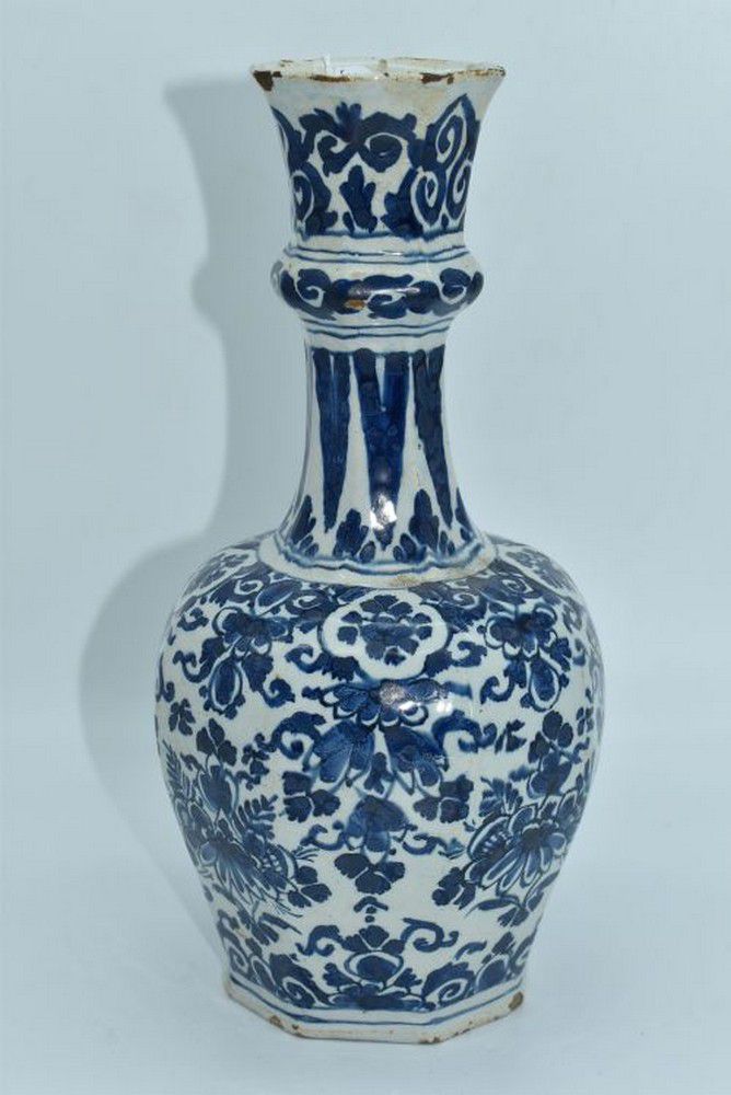 Antique Delft Blue Porcelain Vase 23cm Zother 18th Century