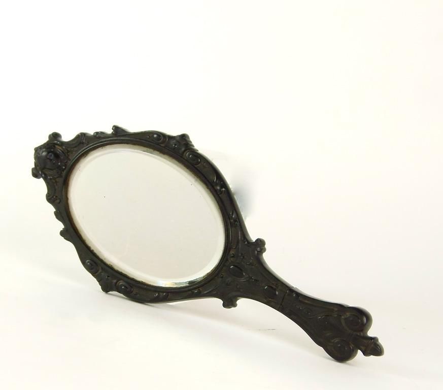 French Black Hand Mirror, 1860 Personal Grooming & Hygiene Costume