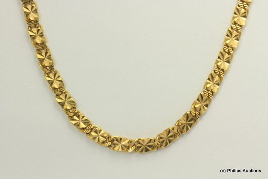 A fancy rose gold chain, 18ct rose gold, presented as a solid