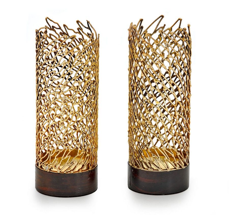 Silver Gilt and Hardwood Candle Holders by Stuart Devlin Candelabra