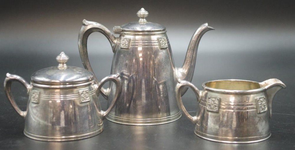 Art Deco Miniature Teaset by Wallace Bros Silver Co Tea & Coffee Pots