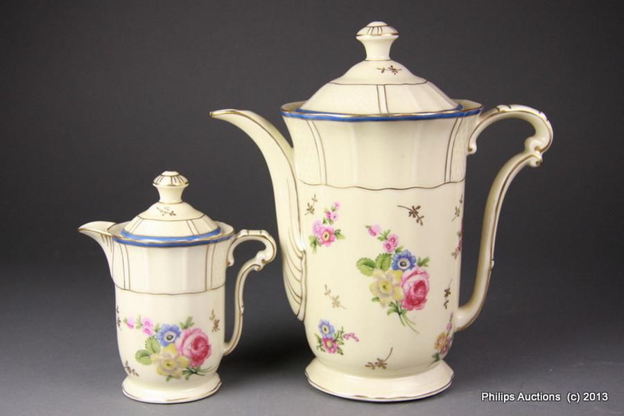 Limoges Coffee Set with Summer Blooms Limoges Ceramics