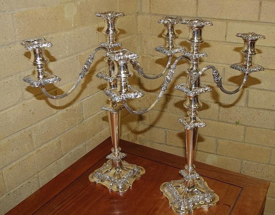 Silver plated threebranch candelabra Candelabra/Candlesticks Lighting