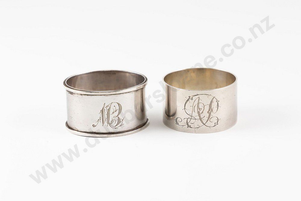 Engraved Sterling Silver Napkin Rings from New Zealand Serviette
