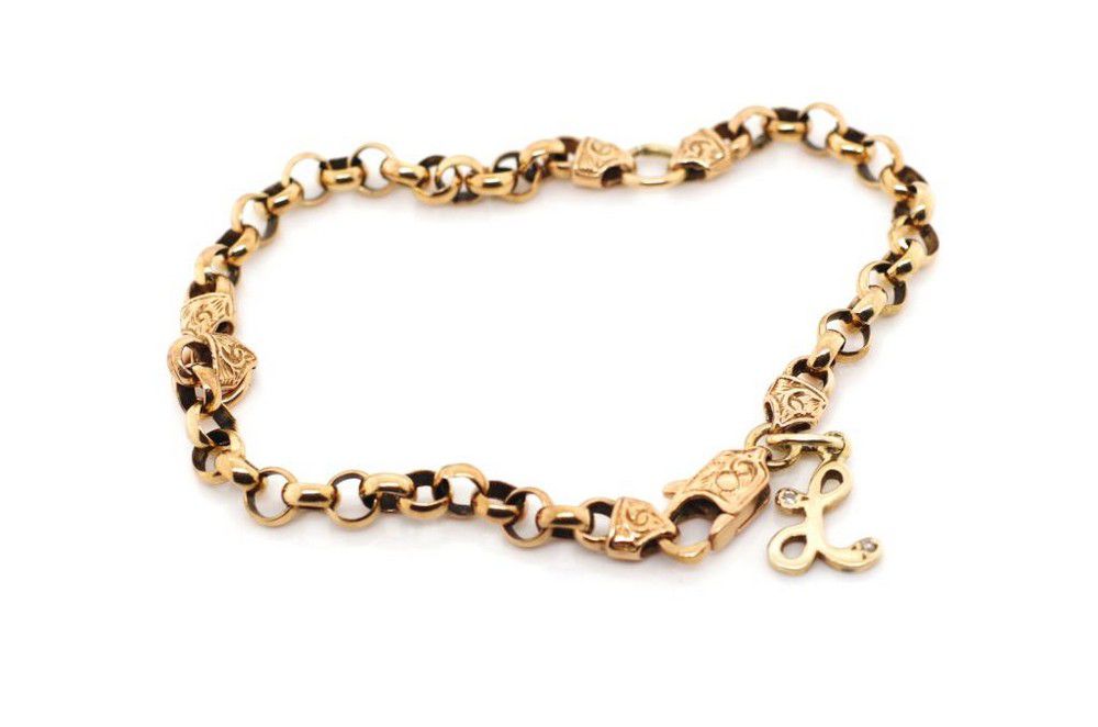 Rose Gold Belcher Chain Bracelet 9ct, 8.8g, 17cm Bracelets/Bangles