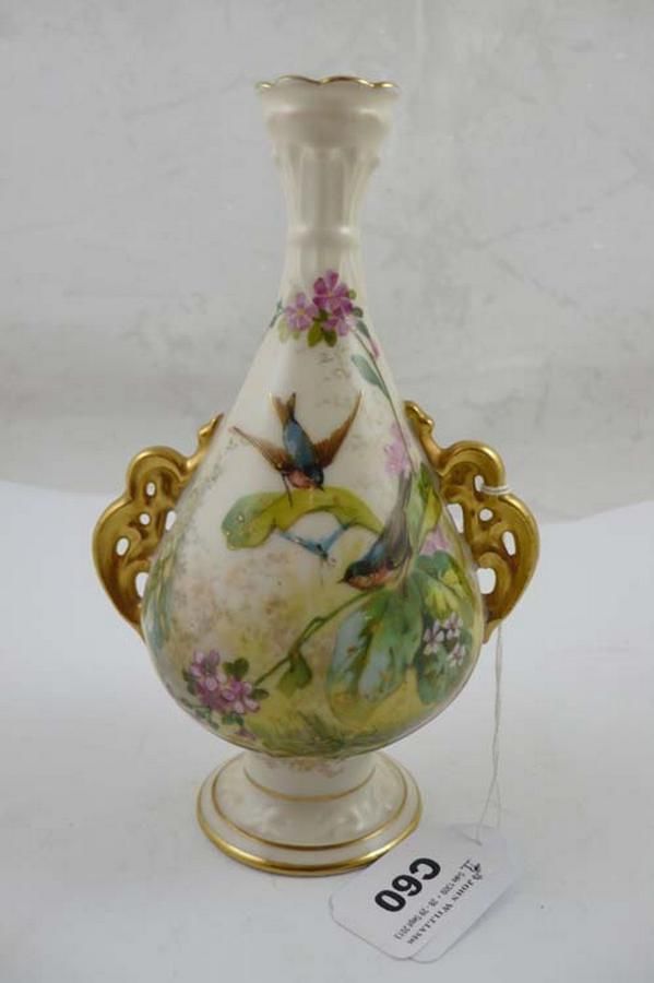 Limoges Bird & Floral Porcelain Vase Limoges Ceramics