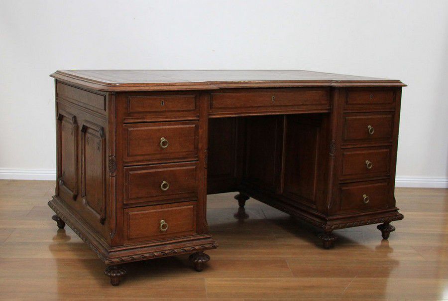 Oak Knee Hole Desk with Leather Top Desks Small Furniture
