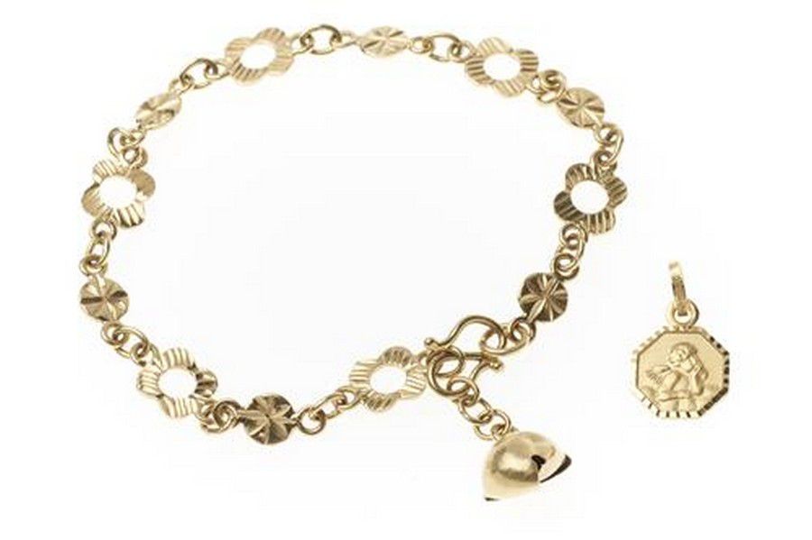 18ct Gold Baby Bracelet with St. Christopher Medal Charm Bracelets