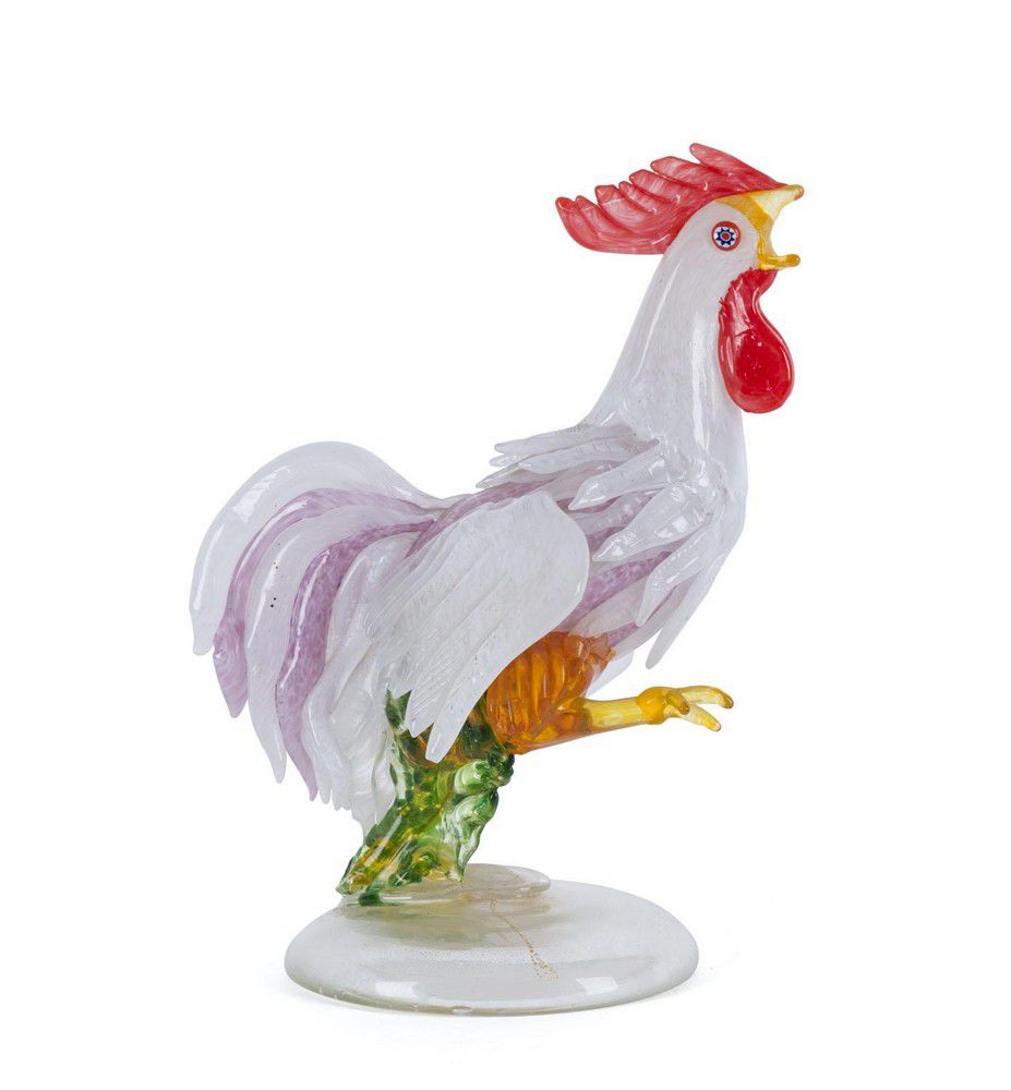Murano Glass Cockerel Statue, 1960, 21cm / Murano Glass