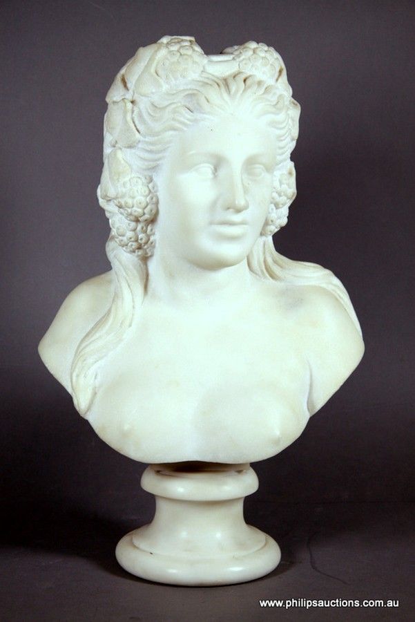 Classical Woman Marble Bust, 19th Century Busts/Heads Sculpture
