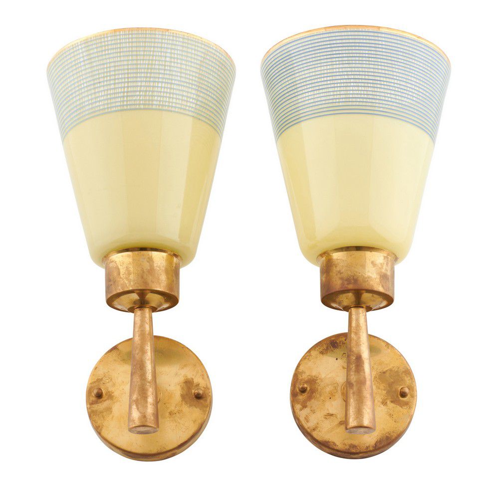 European Wall Lights with Yellow Shades and Blue Lines Zother Lighting