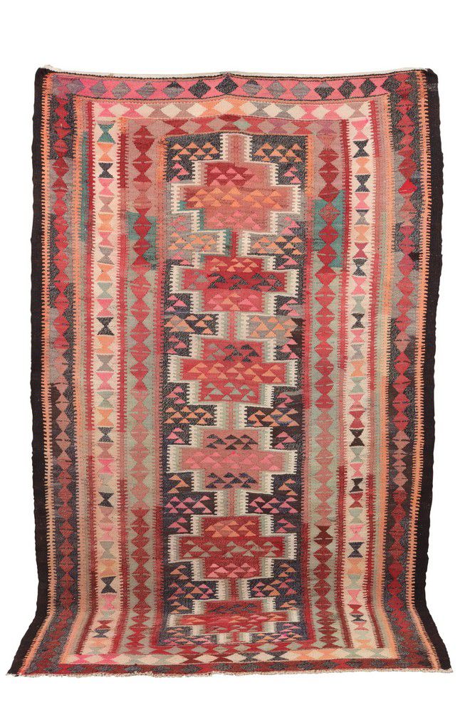 Pink and Charcoal Geometric Kilim Rug from Iran Rugs & Carpets