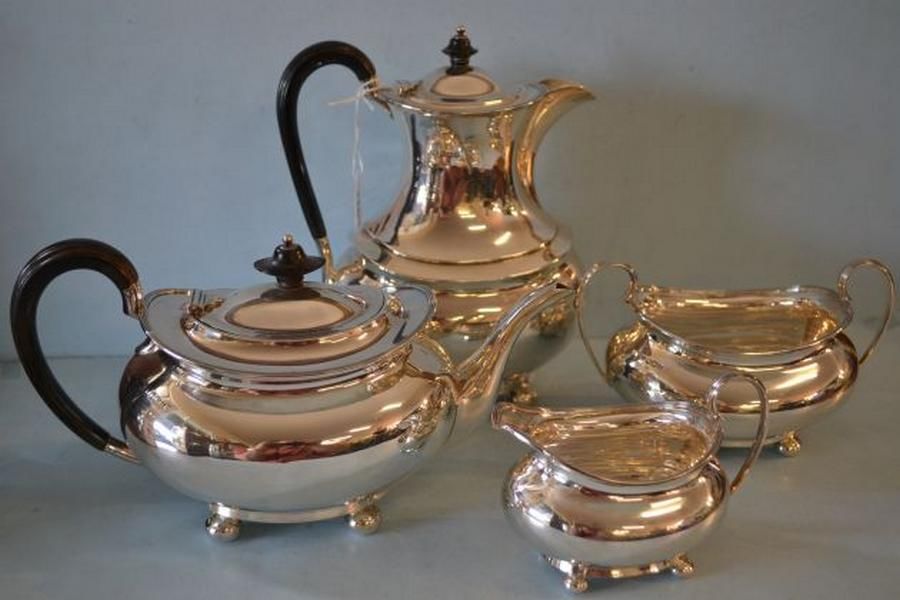 1918 Sheffield Sterling Silver 4Piece Tea Set Tea & Coffee Services
