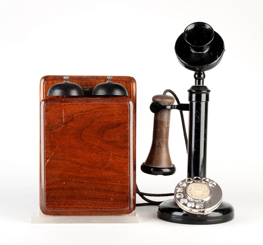Early 20th Century Black Candlestick Telephone Telephones Sundries