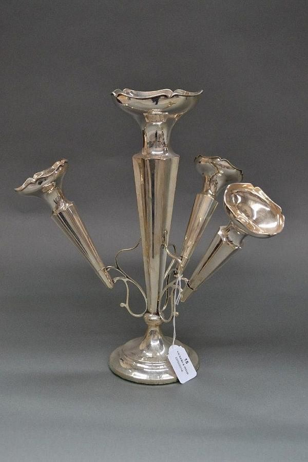 Four antique silver Eperg tubes, height 32cm