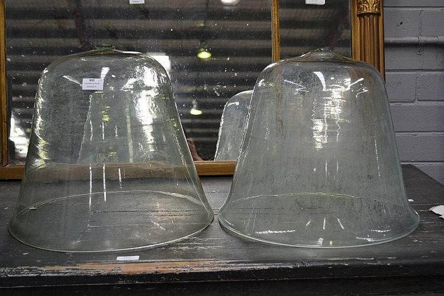 French Glass Garden Cloche Pair French Glass