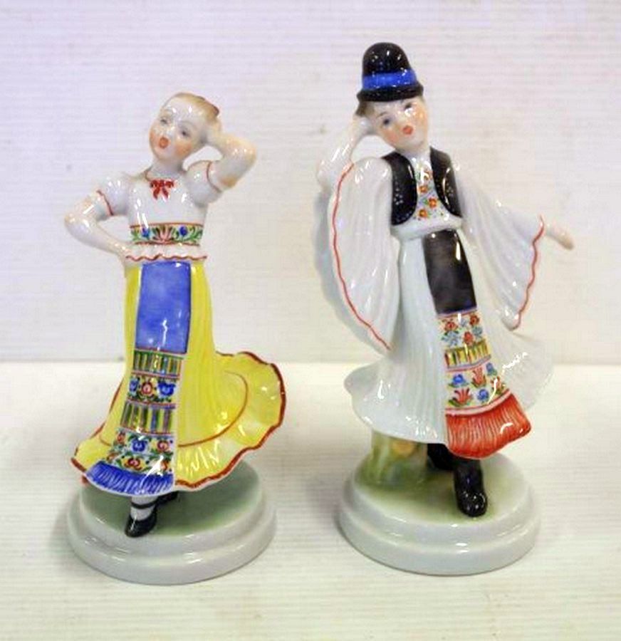 Handpainted Herend Dancing Girl Figures 17cm Height Zother 20th
