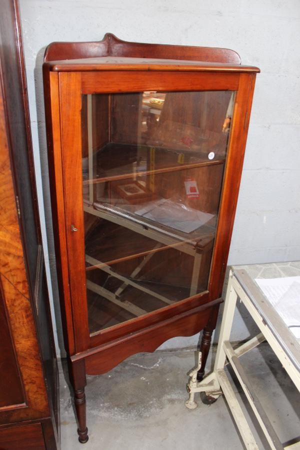 Corner China with Single Drawer and Turned Legs