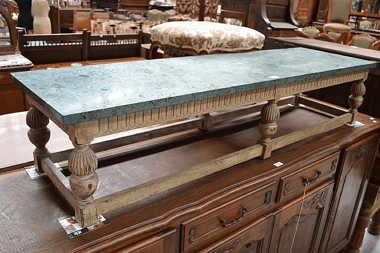 Green Marble Top Coffee Table in Limed Oak Tables zOther Furniture