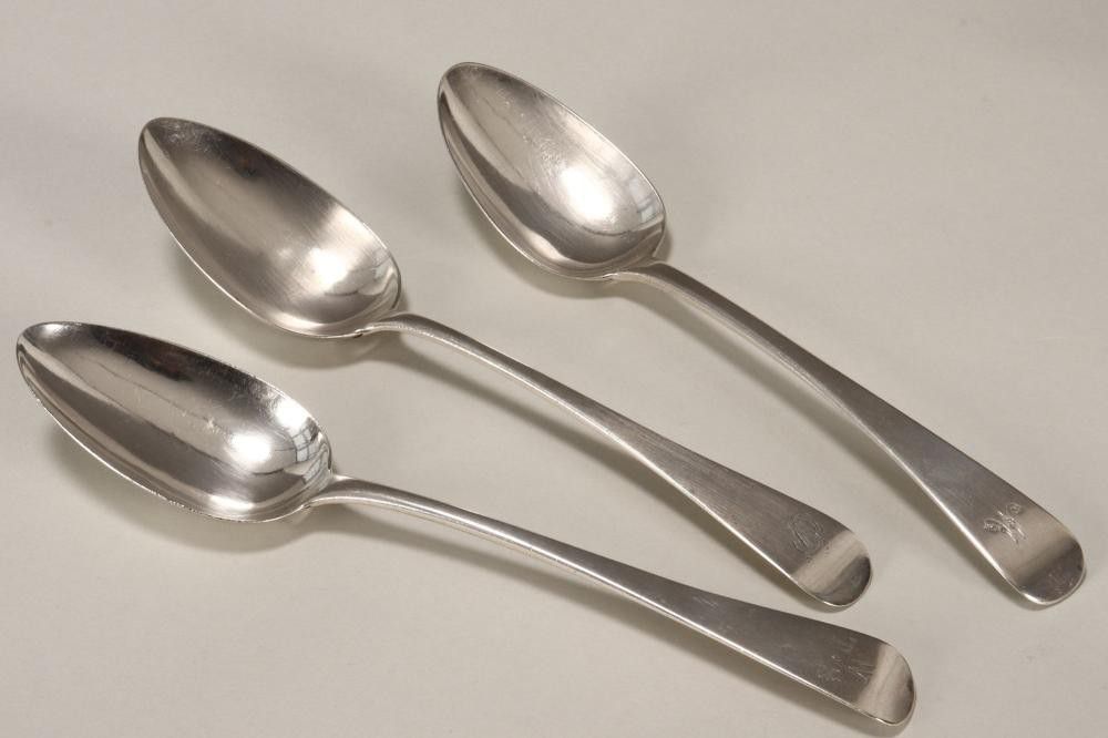 Sterling Silver Serving Spoons with Monograms (3) Flatware