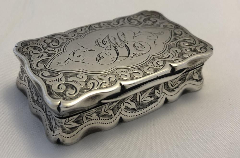 Engraved Victorian Sterling Silver Snuff Box Snuff Recreations