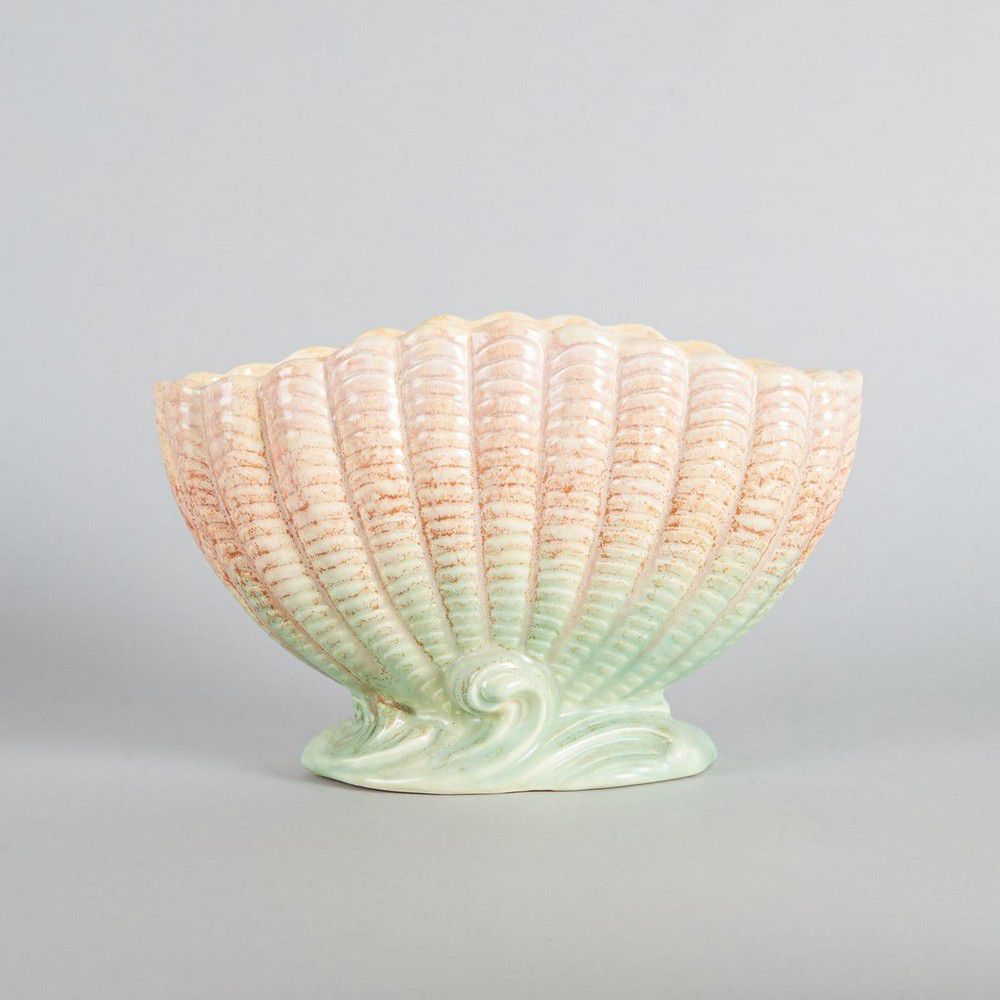SylvaC Shell Vase in Pink and Green Sylvac Ceramics