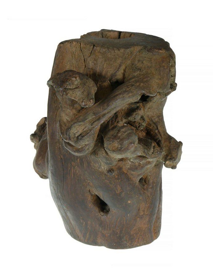 Japanese Ikebana Stand, Natural Wood, 31" Height Ceramics Japanese