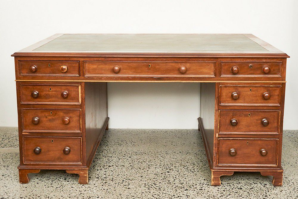 Antique Australian Cedar Double Pedestal Desk Desks Partners