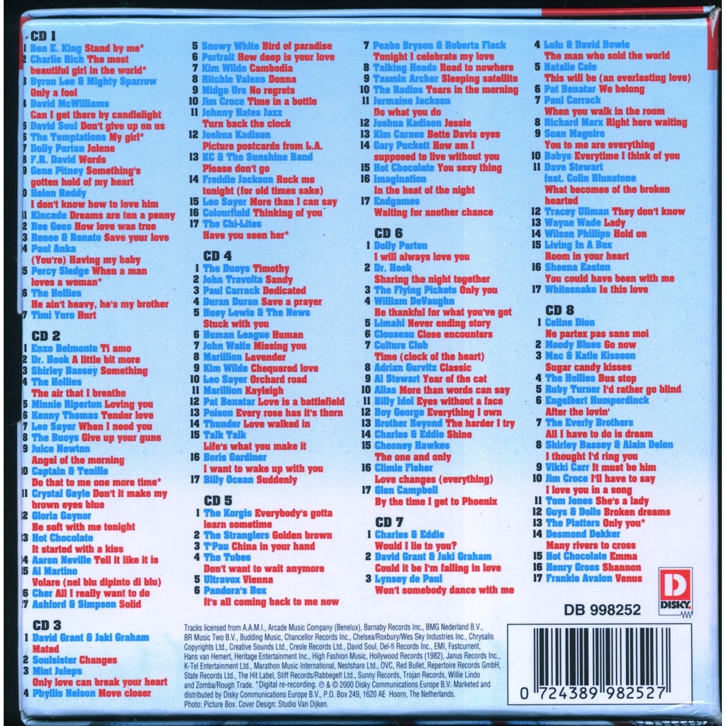 Romantic rock & love ballads by Various Artists, CD x 8 with grigo