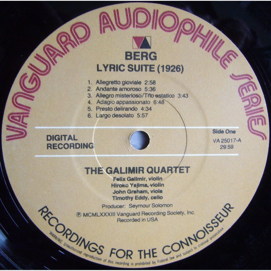 Alban berg lyric suite, string quartet usa vanguard va