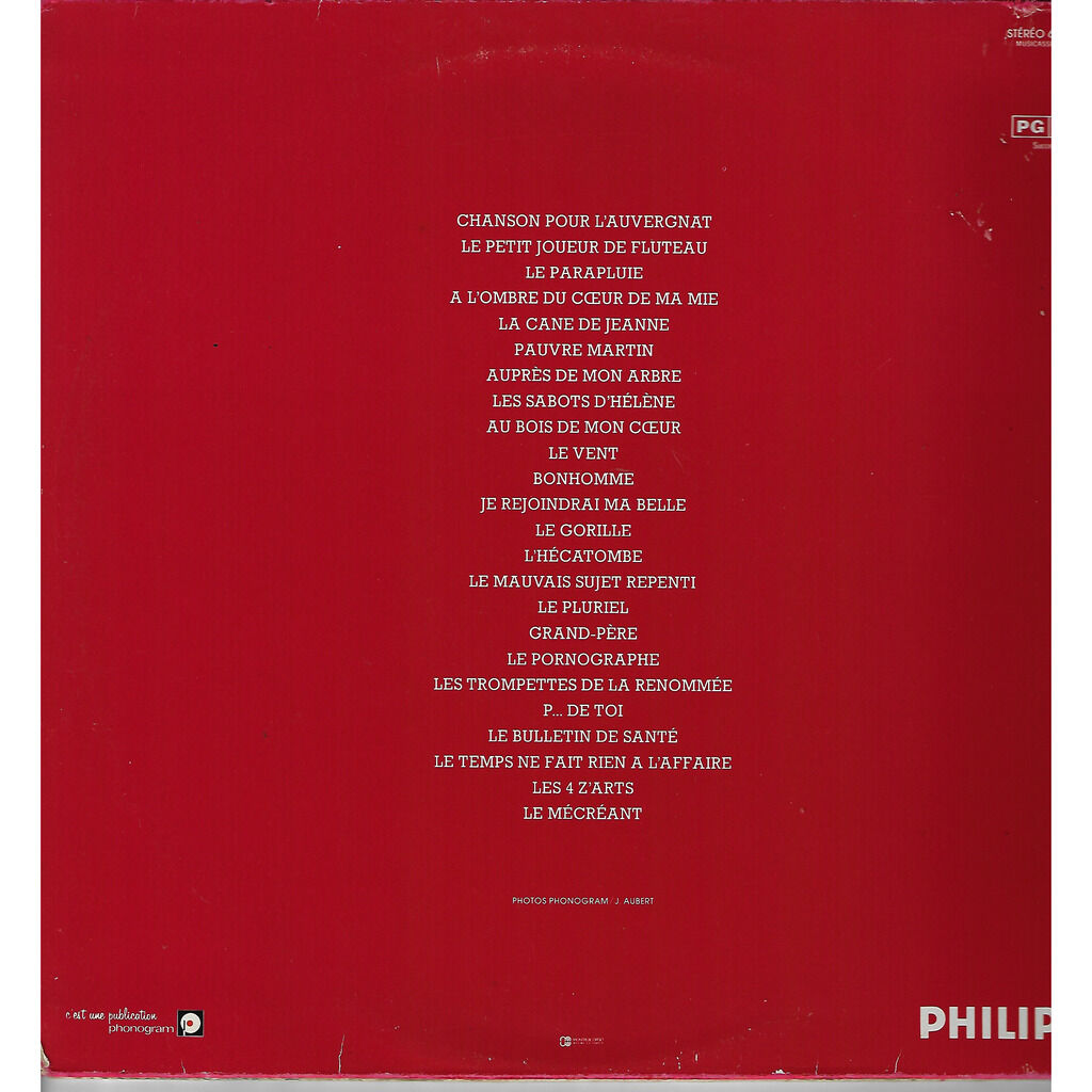 Chanson pour l'auvergnat / le petit joueur de fluteau / le parapluie