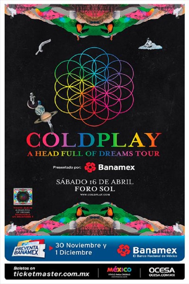 Coldplay abre tercera fecha para 2016 en Foro Sol Chilango