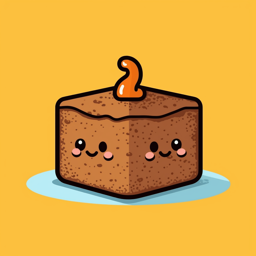 Create a clipart of a small, nutbrown brownie with a plain, high