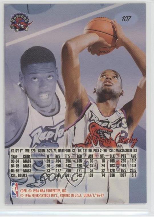 199697 Fleer Ultra 107 Marcus Camby Toronto Raptors RC Rookie Basketball Card eBay