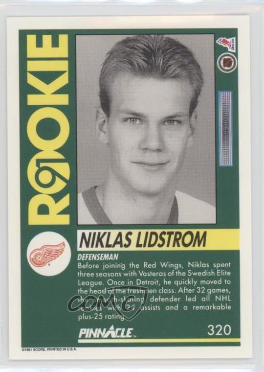 199192 Pinnacle 320 Nicklas Lidstrom Detroit Red Wings RC Rookie Hockey Card eBay