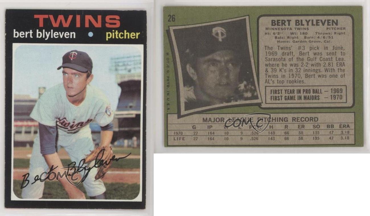 1971 Topps 26 Bert Blyleven Minnesota Twins RC Rookie Baseball Card eBay