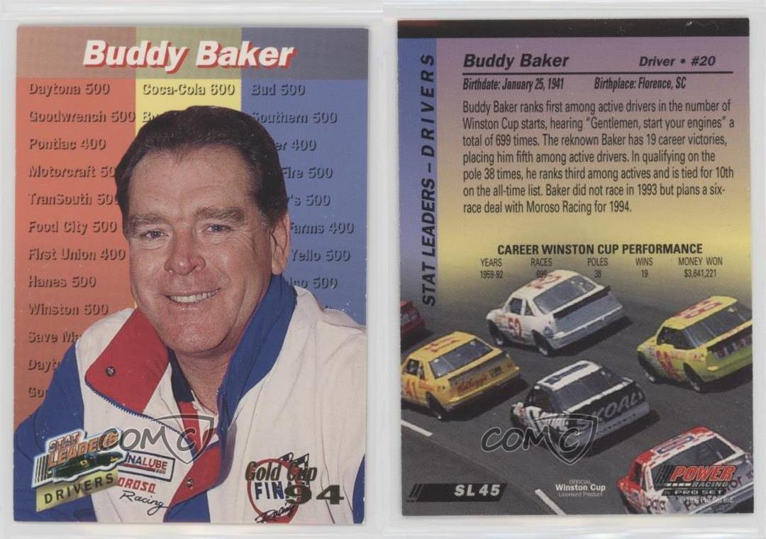 1994 Pro Set Power Racing Gold Cup SL45 Buddy Baker Card eBay