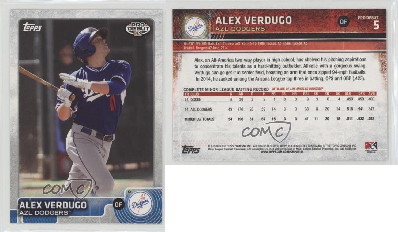 2015 Topps Pro Debut 5 Alex Verdugo AZL Dodgers Rookie Baseball Card eBay
