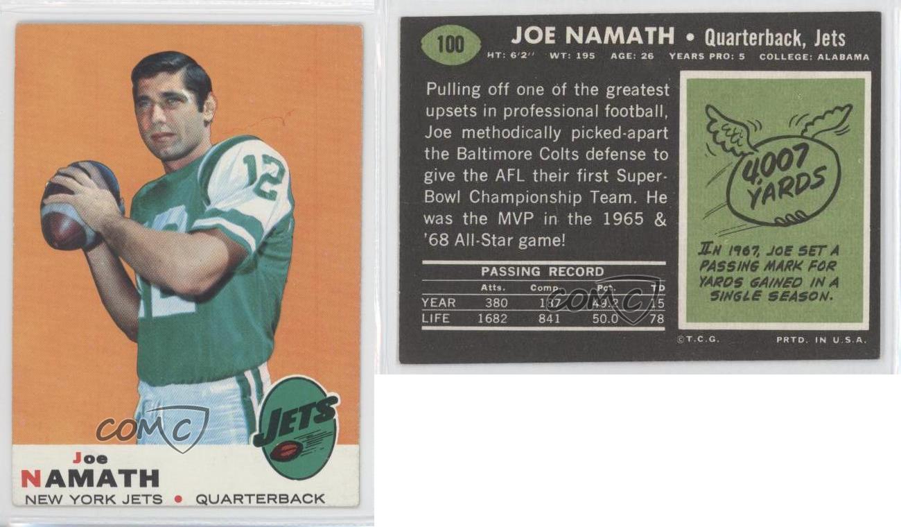 1969 Topps 100 Joe Namath New York Jets Football Card eBay
