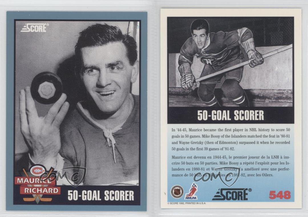 199293 Score Canadian 548 Maurice Richard Montreal Canadiens Hockey Card eBay