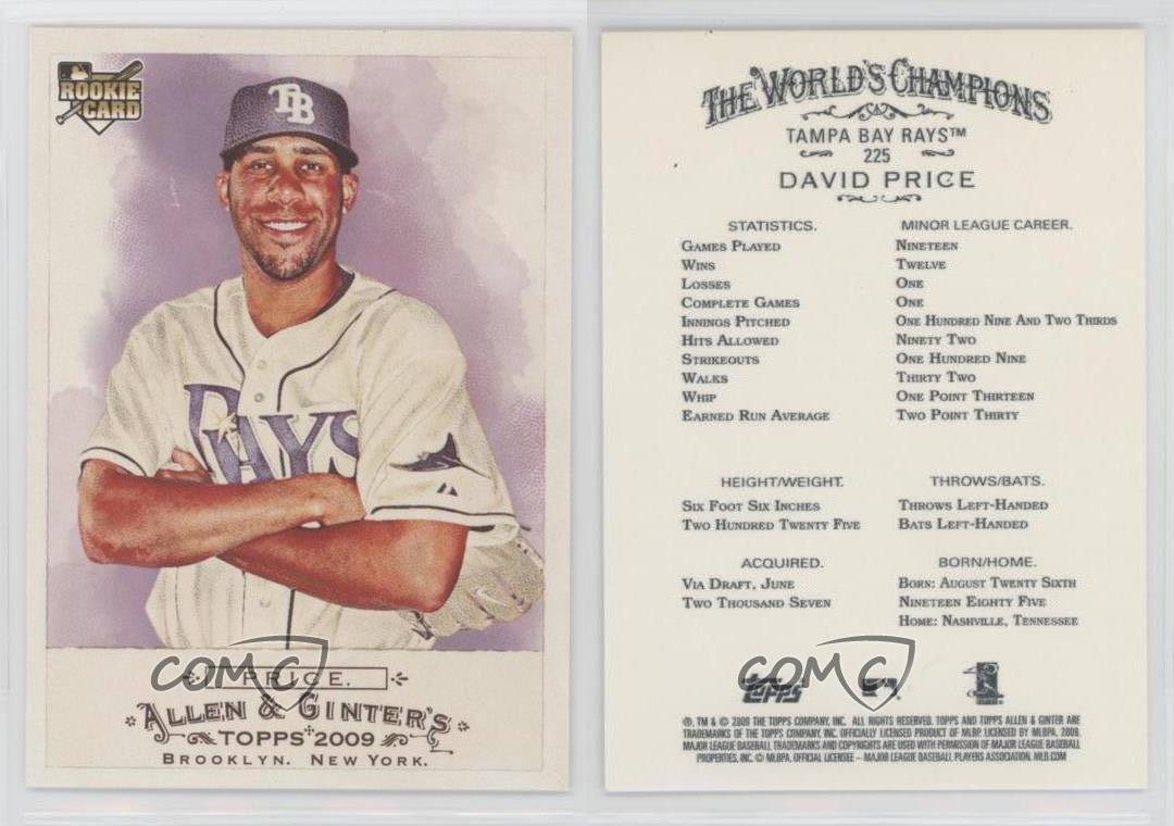2009 Topps Allen & Ginter's 225 David Price Tampa Bay Rays RC Baseball Card eBay