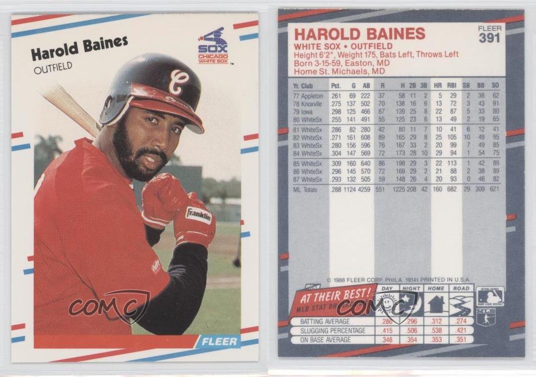 1988 Fleer 391 Harold Baines Chicago White Sox Baseball Card eBay