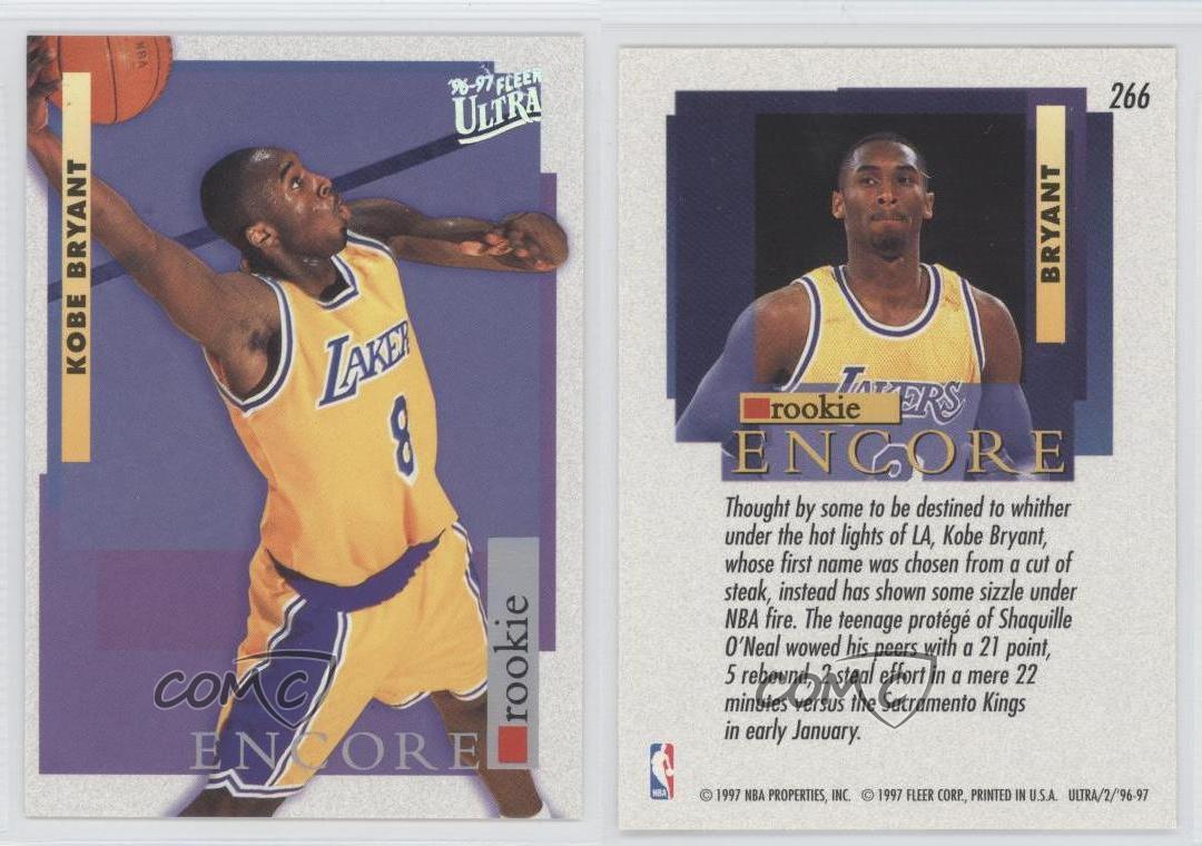 199697 Fleer Ultra 266 Kobe Bryant Los Angeles Lakers RC Rookie Basketball Card eBay