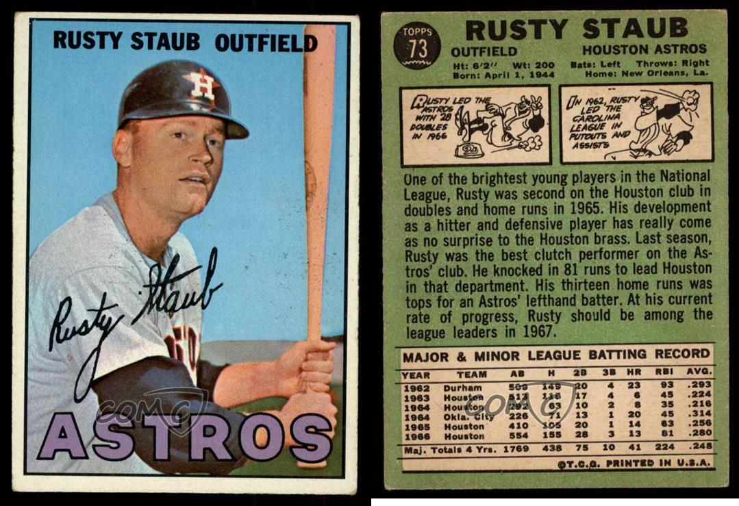 1967 Topps 73 Rusty Staub Houston Astros Baseball Card eBay