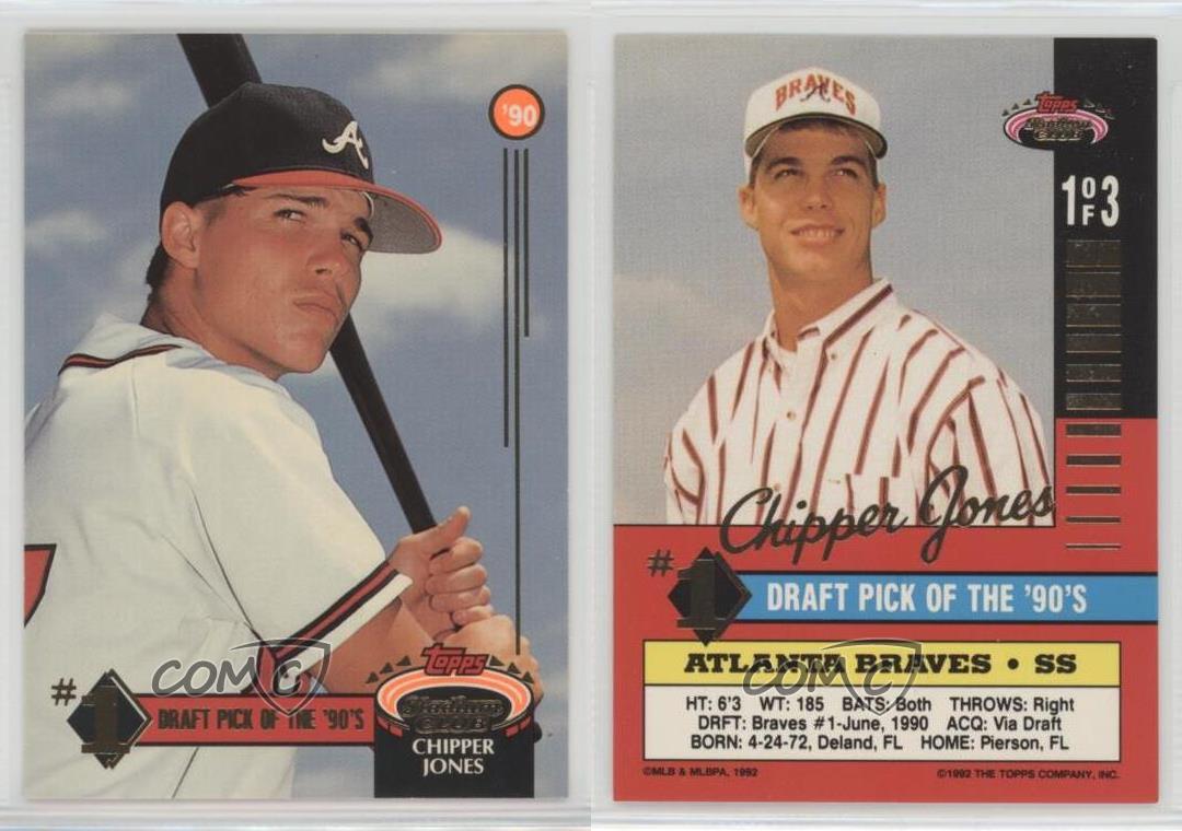 1992 Topps Stadium Club 1 Draft Picks of the 90's 1 Chipper Jones Baseball Card